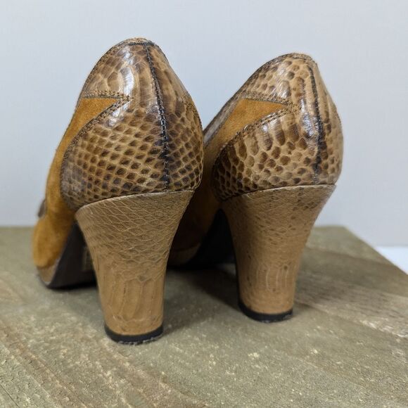 Miss L Fire Leather Suede Bow Heels Size 6 Vintage Style Peep Toe Retro Pinup 3" - Picture 9 of 10